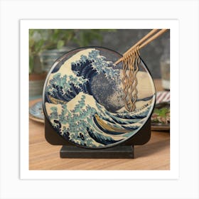 Great Kanagawa Acrylic Ramen Block 3d Render 8 Art Print