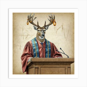 Deer In Robes Art Print