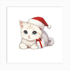 Santa Kitten Art Print