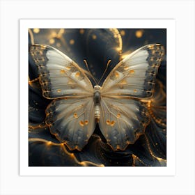 Butterfly On A Black Background Art Print