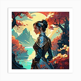 Woman In The Forest Art Print