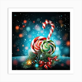 Christmas Background With Candy Canes Art Print