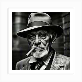 Portrait Of A Man Smoking A Cigar Art Print