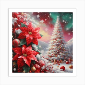 Christmas Poinsettias 2 Art Print