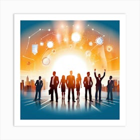 Silhouette Of Business People Art Print