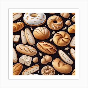 Bread Seamless Pattern 4 Art Print