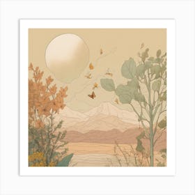 Landscape With Butterflies Art Print