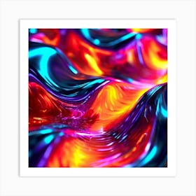 3d Light Colors Holographic Abstract Future Movement Shapes Dynamic Vibrant Flowing Lumi (5) Art Print