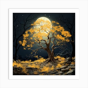 Full Moon Tree Art Print