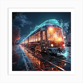 Travel By Night Train Art Print