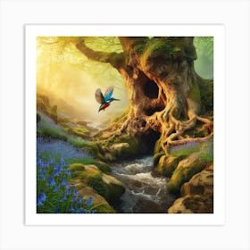 Kingfisher In The Forest 2 Art Print