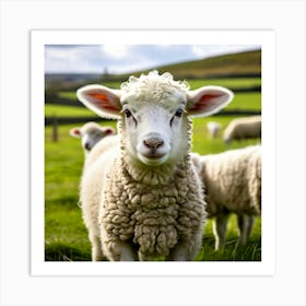 Nature Wool Farm Animal Herd Countryside Grass Sheep Mammal Green Landscape Farming Meado (5) Art Print