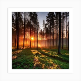 Sunrise In The Forest 12 Art Print