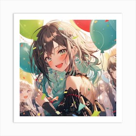 Anime Girl With Balloons 1 Art Print
