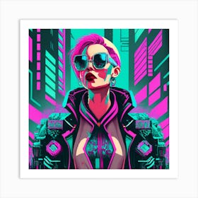 Pixel Art Cyberpunk Poster 4 Art Print