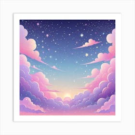Sky With Twinkling Stars In Pastel Colors Square Composition 266 Art Print