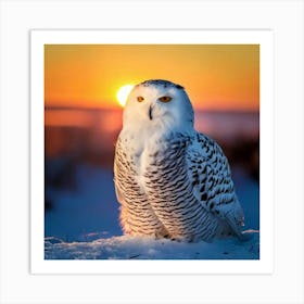 Firefly Majestic Snowy Owl In Serene Winter Sunrise 45875 (2) Art Print