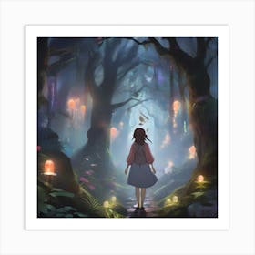 Anime Girl In The Forest Art Print