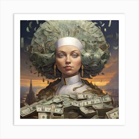 Woman With Money Art Print