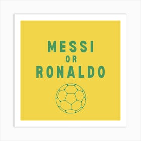 Messi Or Ronaldo Kids Bedroom Yellow Art Print