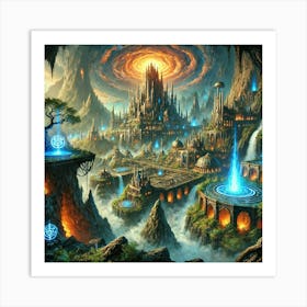 A Vast Underground Landscape Representing The Mant Art Print