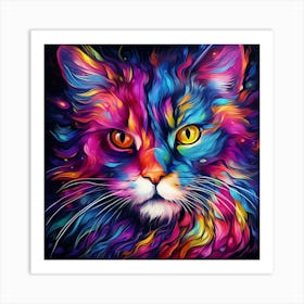 Colorful Cat Painting 5 Art Print