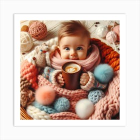 Baby In A Basket Art Print