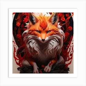 Fox In Flames Art Print