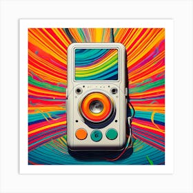 Rainbow Retro iPod Art Print