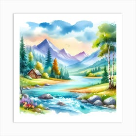 Watercolor Landscape 1 Art Print