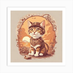 Steampunk Cat 3 Art Print