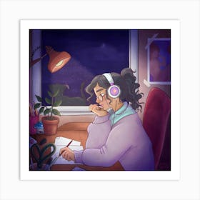 Cozy Vibes Girl Art Print