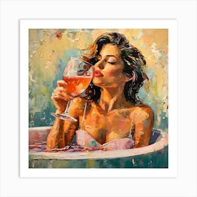 Woman In A Bathtub Art Print