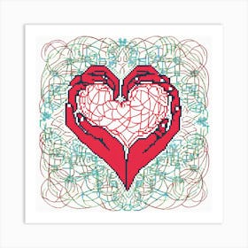 Heart Of Love, A Heart Made Of Interconnected Hands Representing Global Compassion And Unity Art Print