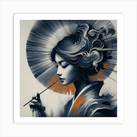 Geisha Creative Illustration Artwork 54 Art Print