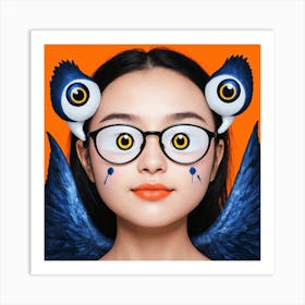 Chinese Girl With Glasses Art Print