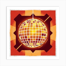 Disco Ball Orange Disco Poster Trendy Aesthetic (1) Art Print