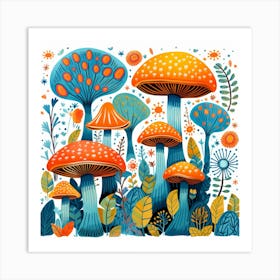 Mushrooms In The Forest 43 Art Print