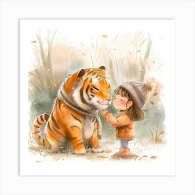 Little Girl And Tiger Art Print