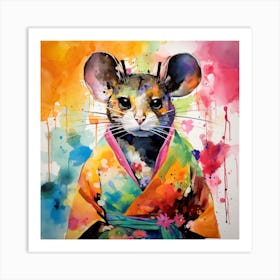 Mouse In Kimono Art Print