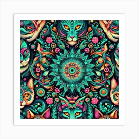 Psychedelic Cats 1 Art Print