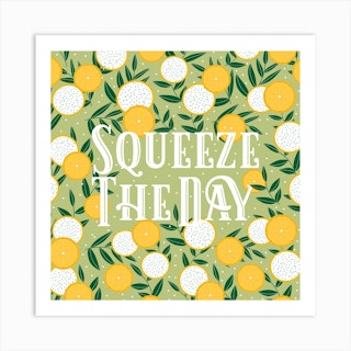 Squeeze The Day Lime Square Art Print