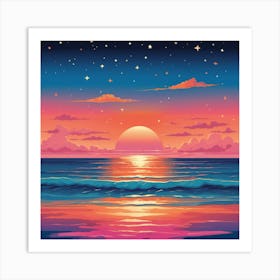 Sunset At The Beach Art Print