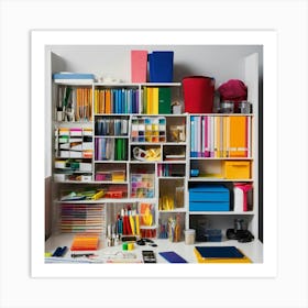 A Photo Of A Wide Variety Of Office Supplies Art Print