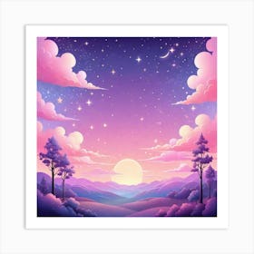 Sky With Twinkling Stars In Pastel Colors Square Composition 13 Art Print