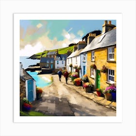 Seaside Fishing Village in Early Summer Art Print