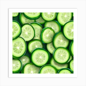 Cucumber Slices Seamless Pattern Art Print