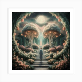 Man Walking Through A Forest 1 Art Print