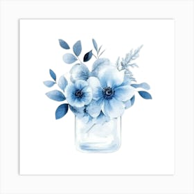 Watercolor Blue Floral 29 Art Print