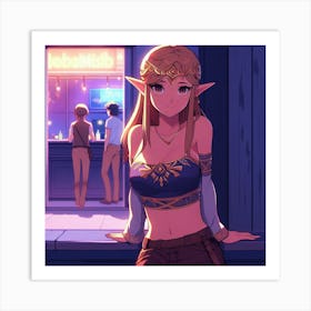 bar night with Zelda Art Print